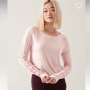 Athleta All Around Ruched Long Sleeve Top Pink Size L